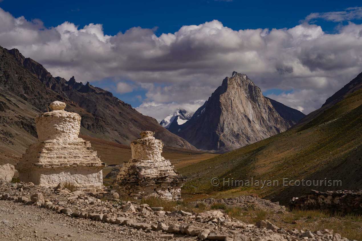 Gonbo Rangjon mountain with Stupas in Zanskar