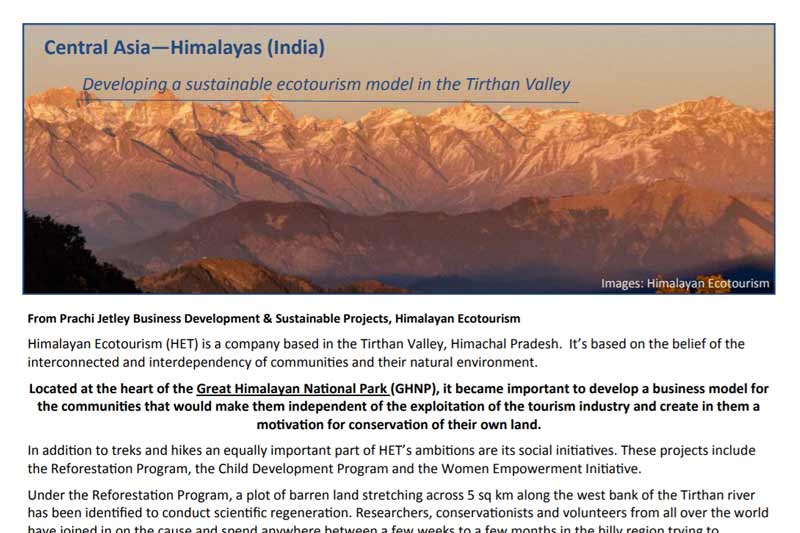 Himalayan Ecotourism Couverture de presse dans l'Union internationale pour la conservation de la nature