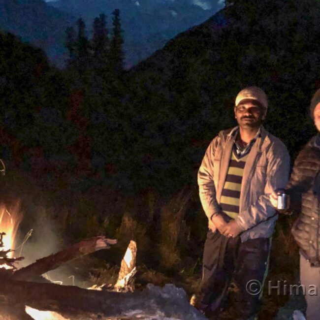 Bonfire at the Dhel meadow - Great Himalayan National Park