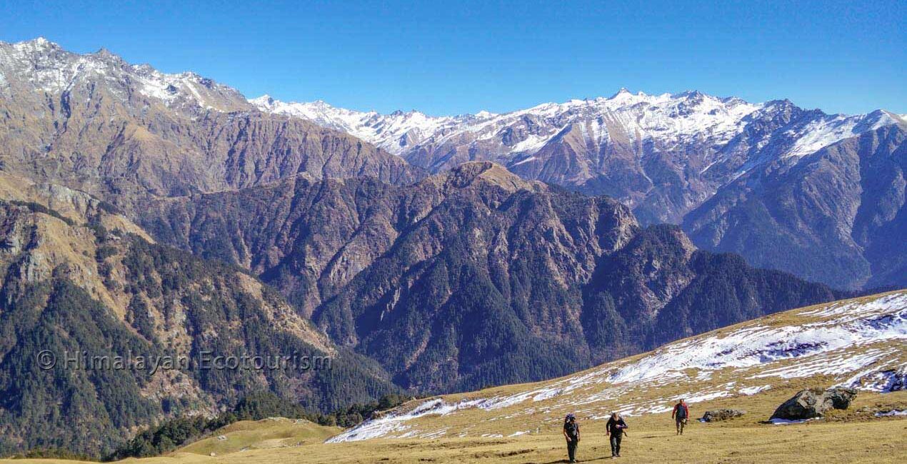 Climbing towards Marahni top in the Great Himalayan National Park