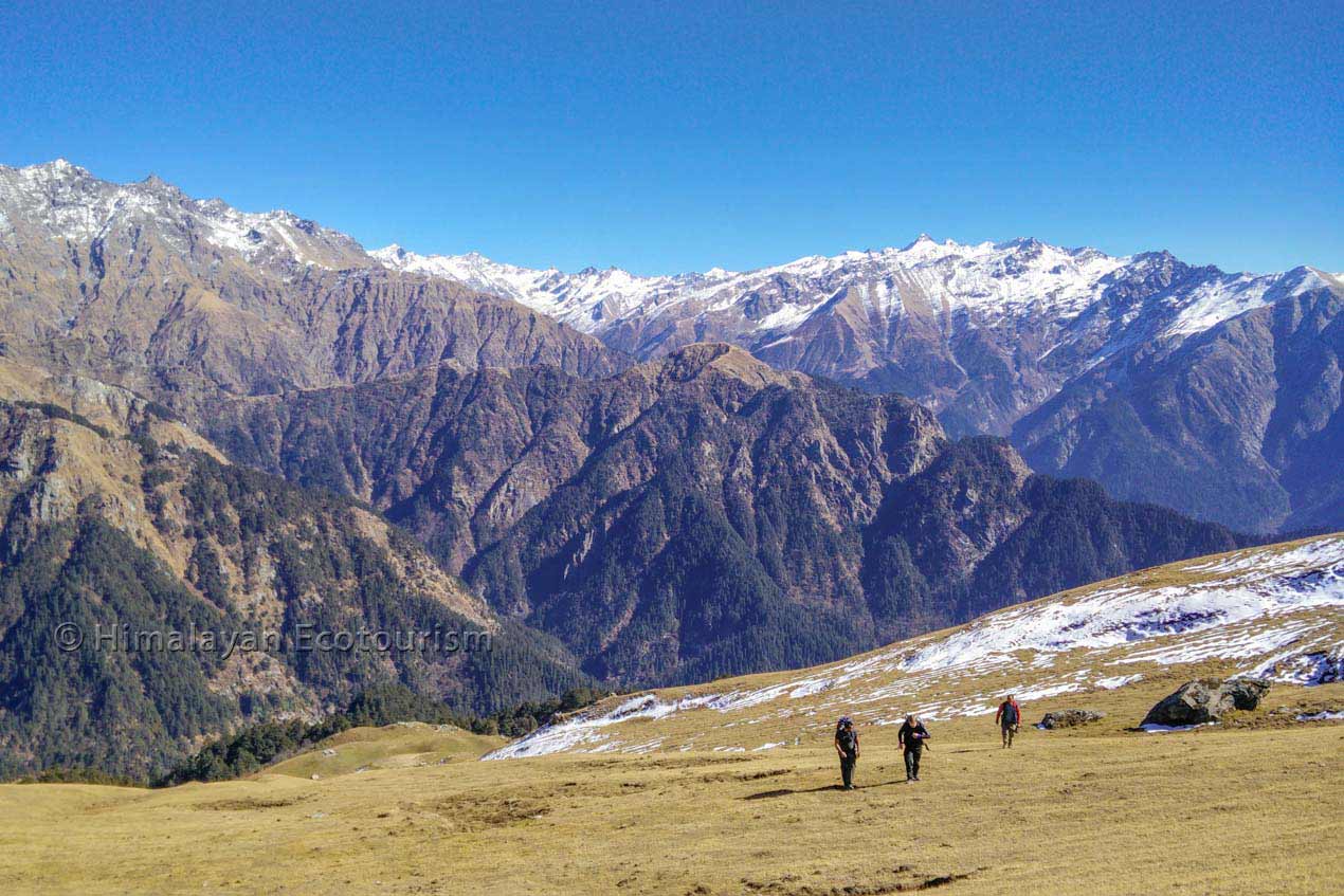 Montée vers le sommet de Marahni en Great Himalayan National Park