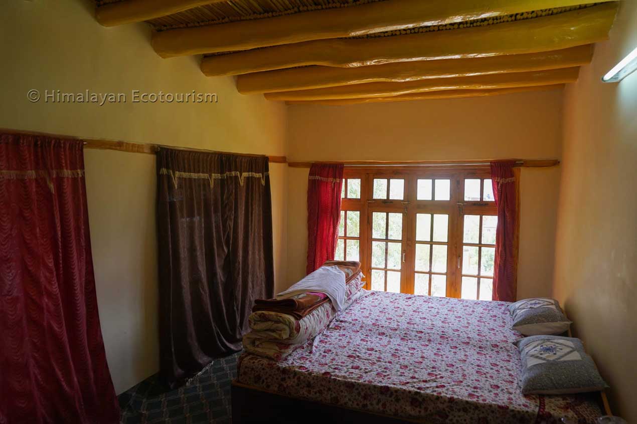 A typical room in a homestay in Ladakh