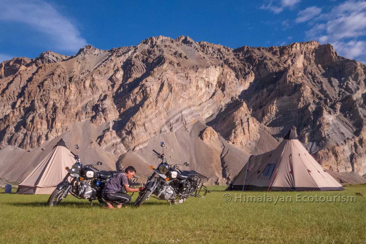 Outdoor Camping on Motorcycle Tour in Ladakh