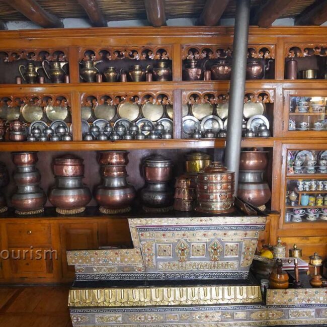 Traditional kitchen in Ladakh, homestay
