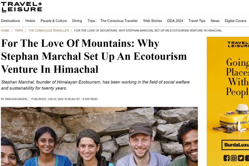 Himalayan Ecotourism Press coverage in Travel Leisure