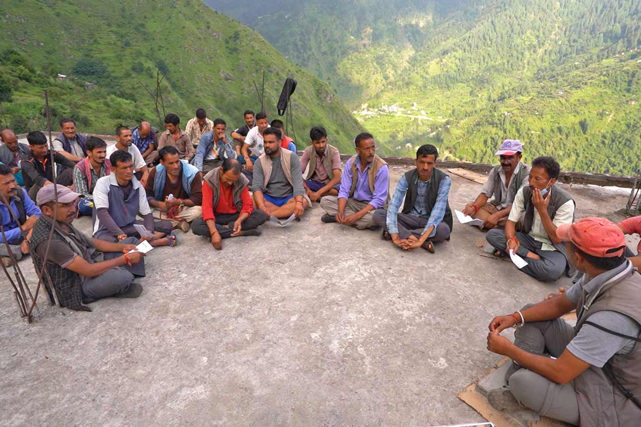 Reforestation meeting with the local community of the Tirthan valley