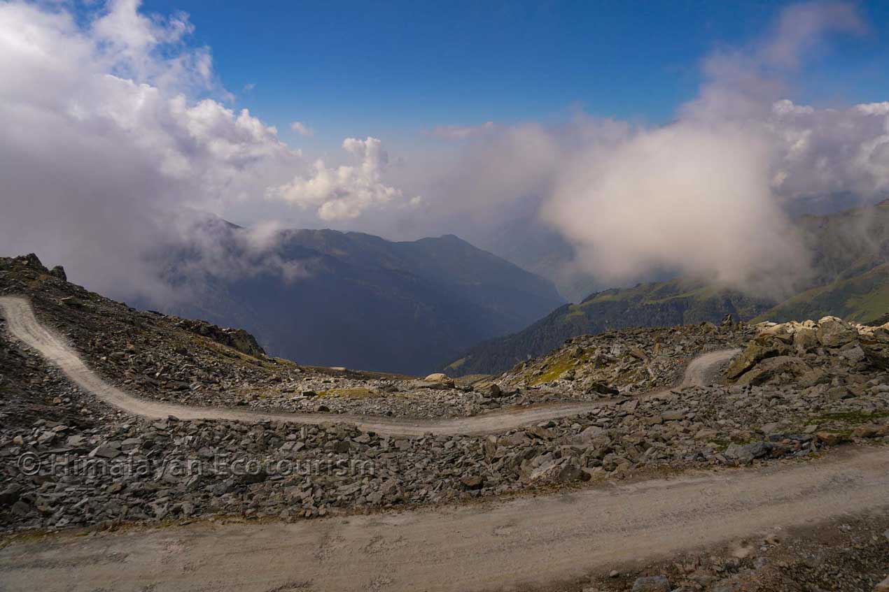 The road to the Sach pass after the monsoon season