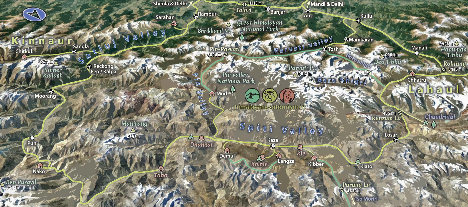 Carte de la vallée du Spiti