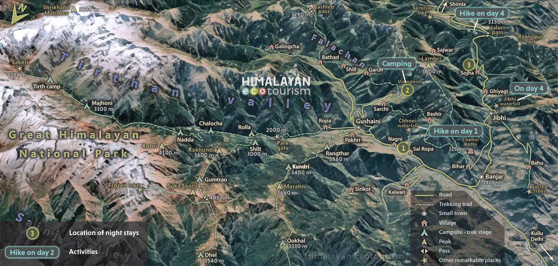 Tirthan Valley Corporate Tour Map